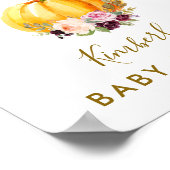 petit baby shower fleuri citrouille affiche d'accu (Coin)