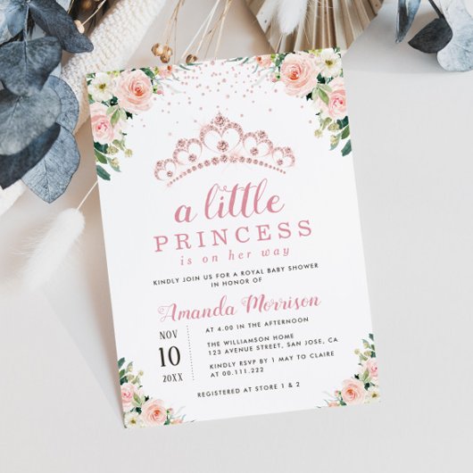 petit baby shower fleuri princesse invitation