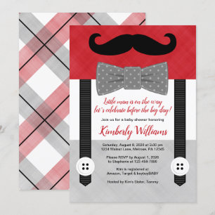 petit baby shower invitation petit homme rouge gri