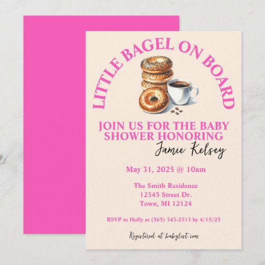 Petit bagel à bord Invitation Baby shower (Devant / Derrière)