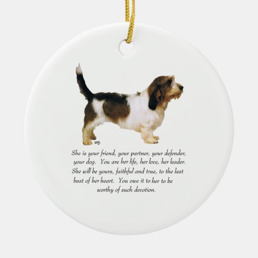 Petit Basset Griffon Vendeen Vrouw Keramisch Ornament (Voorkant)