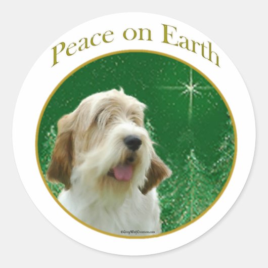 Petit Basset Griffon Vrede Ronde Sticker (Voorkant)