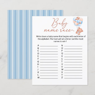 Petit bearly Baby Name Race feuille de jeu
