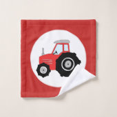 Petit bébé Doodle Doodle Red Farm Tracteur de nom (Gant de toilette)