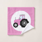 Petit bébé Doodle Pink Farm Tracteur de nom (Gant de toilette)