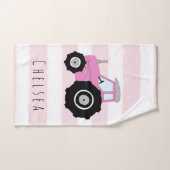 Petit bébé Doodle Pink Farm Tracteur de nom (Serviette à main)