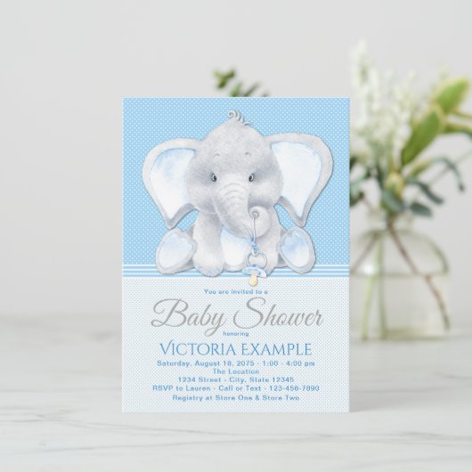 Petit bébé éléphant bébé douche Invitations (Debout devant)