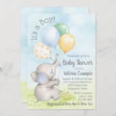 Petit bébé éléphant bébé douche Invitations (Devant / Derrière)