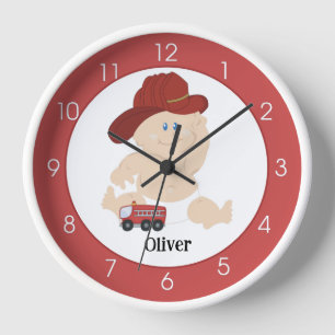 Petit Bébé Pompier Horloge murale personnalisée
