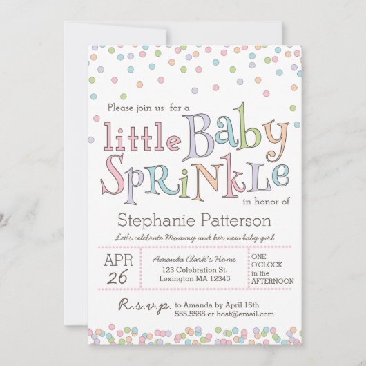 Petit Bébé Saupoudrer Confetti Douche Invitation (Devant)