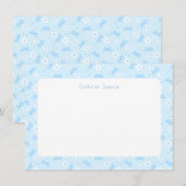 Petit Blau Whimsical Strikjes Madelief Monogram Br Bedankkaart (Voorkant / Achterkant)