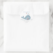 Petit bleu mignon baleine Nautique | Sticker rond (Sac)