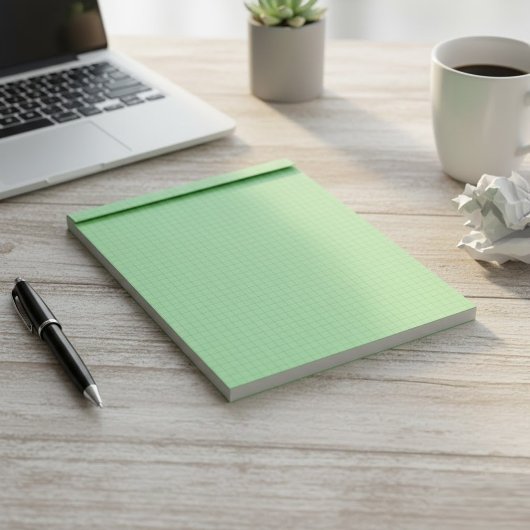 Petit bloc-notes en papier quadrillé vert (grilles