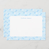 Petit Blue Whimsical Bows Daisy Monogram Notecard Bedankkaart (Voorkant / Achterkant)
