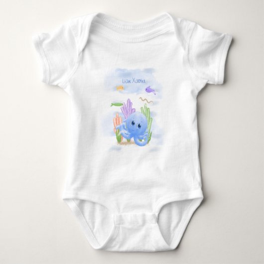 Petit body bébé poulpe bleu (Devant)