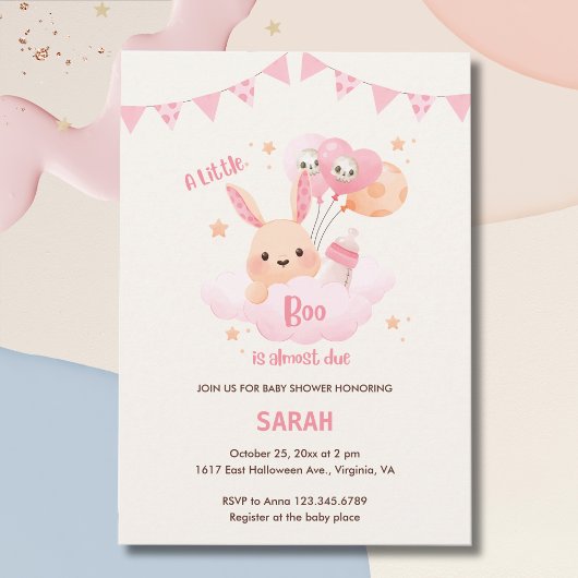 Petit Boo rose Halloween Baby Shower Invitations
