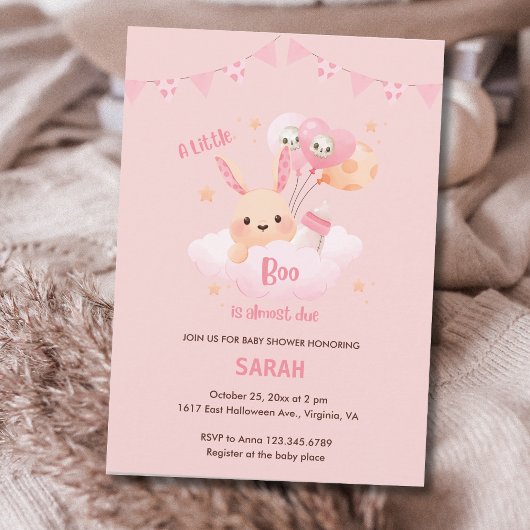 Petit Boo rose Halloween Baby Shower Invitations