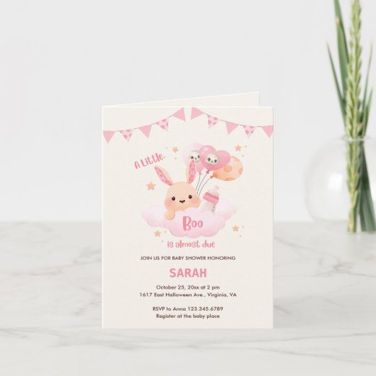 Petit Boo rose Halloween Baby Shower Invitations (Devant)