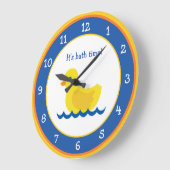 Petit Canard Jaune Horloge Bleue et Jaune Ronde (Angle)