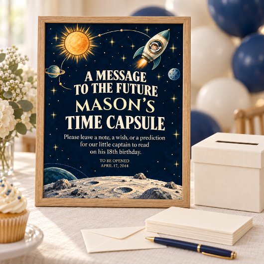 Petit capitaine espace anniversaire affiche capsul