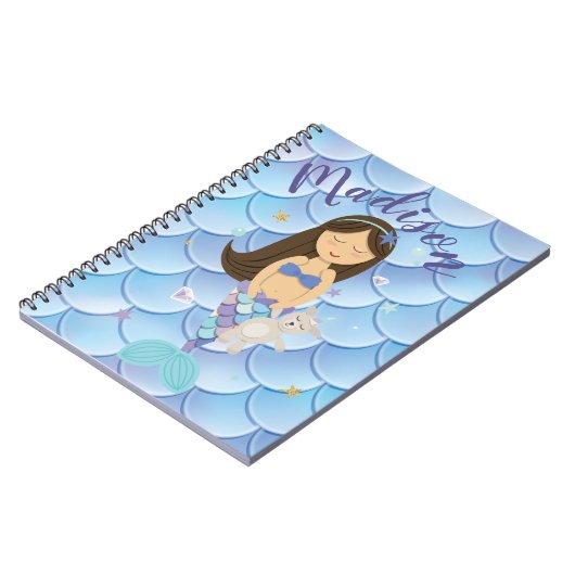 Petit carnet de sirène de brune faite sur commande (Côté gauche)