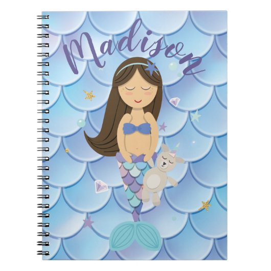 Petit carnet de sirène de brune faite sur commande (Devant)