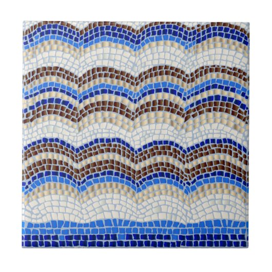 Petit carreau de céramique de mosaïque bleue (Devant)