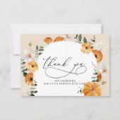 Petit carte de remerciements baby shower citrouill (Devant)