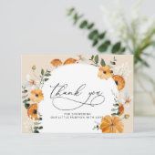 Petit carte de remerciements baby shower citrouill (Debout devant)