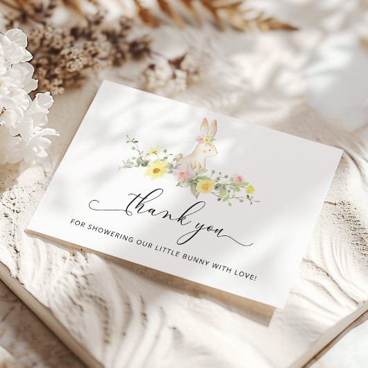 Petit carte de remerciements de baby shower lapin