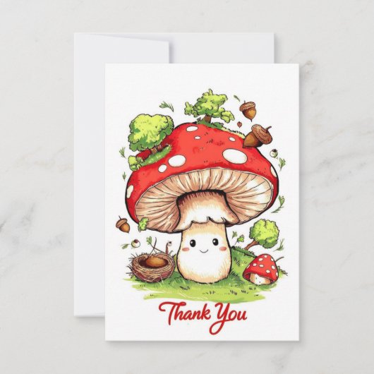 Petit Carte de remerciements de champignons coloré (Devant)
