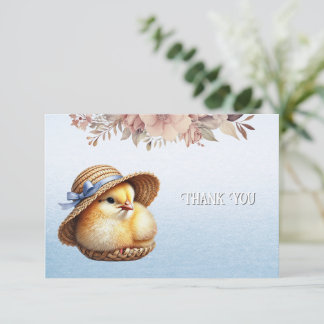 Petit Carte de remerciements de ruban bleu chick