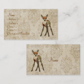 Petit carte de visite rose vintage de faon (Devant / Derrière)