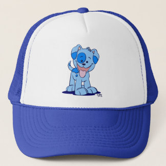 Petit casquette bleu de camionneur de chiot
