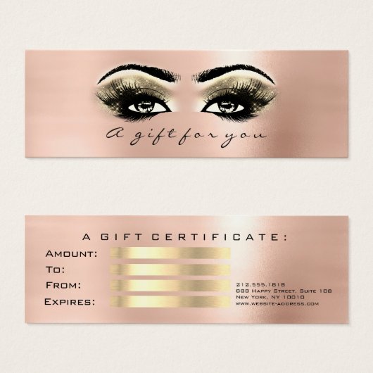 Petit certificat cadeau Gold Lash Extension maquil (Devant & derrière)