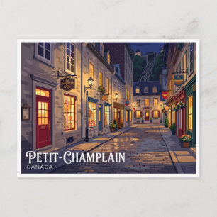 Petit-Champlain 's nachts Quebec Stad Canada Briefkaart