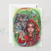 Petit Chaperon Rouge Carte Postale Conte de Fées L (Devant / Derrière)