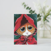 Petit Chaperon Rouge | Carte postale Tabby Cat Art (Debout devant)