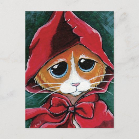 Petit Chaperon Rouge | Carte postale Tabby Cat Art (Devant)