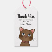 Petit chat brun merci Étiquette de cadeau (Devant)