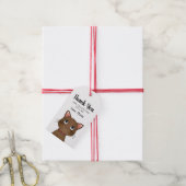 Petit chat brun merci Étiquette de cadeau (Avec de la ficelle)