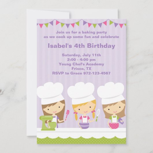 Petit Chef Cuisine Anniversaire Invitations (Devant)