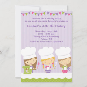 Petit Chef Cuisine Anniversaire Invitations