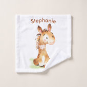 Petit Cheval à l'aquarelle Brown (Gant de toilette)