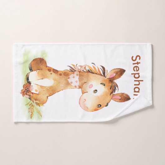 Petit Cheval à l'aquarelle Brown (Serviette à main)