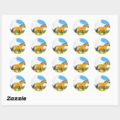 Petit Cheval sur Stickers ronds des Prairies (Feuille)