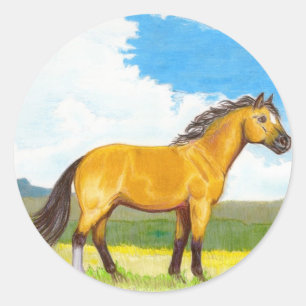 Petit Cheval sur Stickers ronds des Prairies