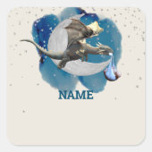 Petit Chevalier Dragon Étoile Étiquette Baby Showe (Devant)