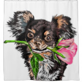 Petit chien avec rideau de douche Rose personnalis (Devant)