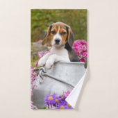Petit chien Beagle coquelicot dans une église de l (Serviette à main)